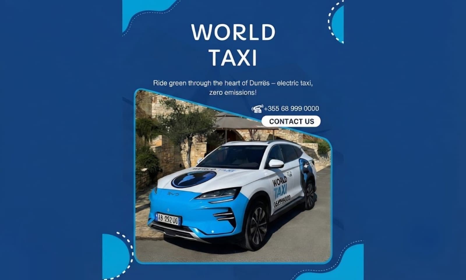 WORLD TAXI DURRËS – SHËRBIM TAKSIE 24/7 ME MAKINA ELEKTRIKE DHE EKOLOGJIKE – Sherbim Taksie, Transport Udhetaresh, Makina me Qera me Shofer