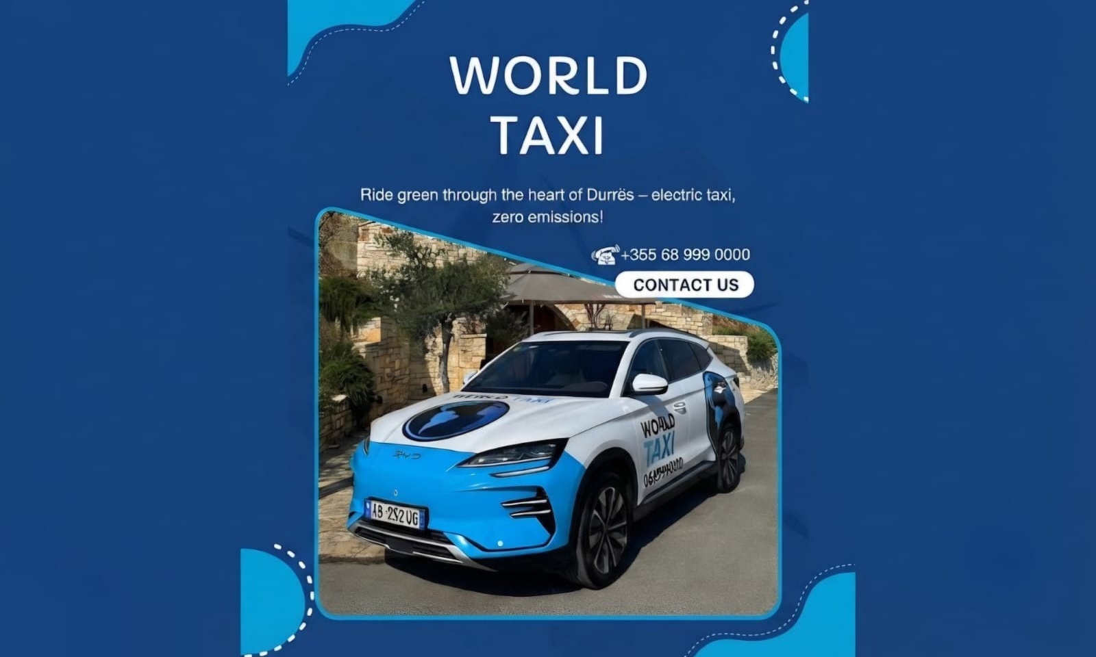 WORLD TAXI DURRËS – SHËRBIM TAKSIE 24/7 ME MAKINA ELEKTRIKE DHE EKOLOGJIKE – foto 1