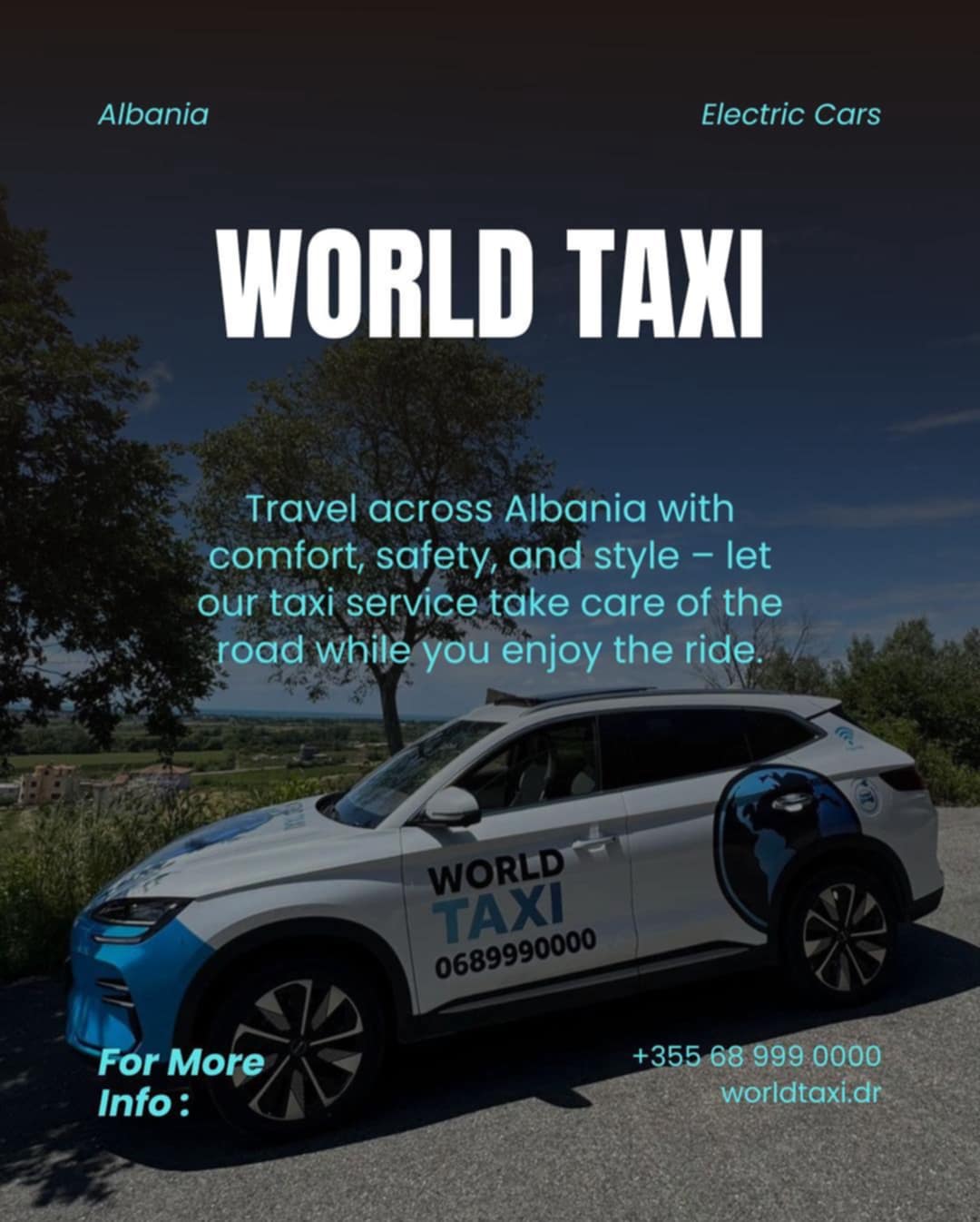 WORLD TAXI DURRËS – SHËRBIM TAKSIE 24/7 ME MAKINA ELEKTRIKE DHE EKOLOGJIKE – foto 3